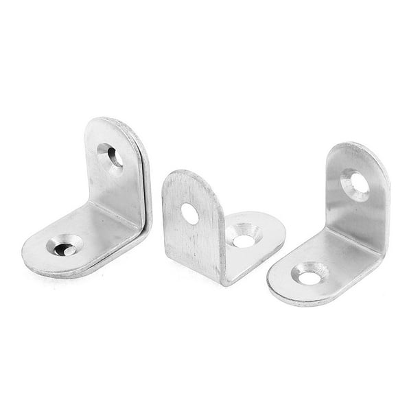 175mm x 100mm x 45mm Heavy Duty Metal 4 Pack Stainless Steel 90 Degree Angle L Shaped Bracket,Corner Brace Joint Bracket Fastener 5 Holes Sliver Tone Round End